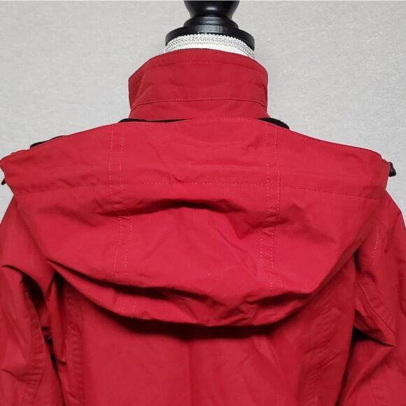 VINTAGE Retro Eddie Bauer Weather Edge Waterproof Red Hooded Fleece Lined Jacket - Picture 11 of 16